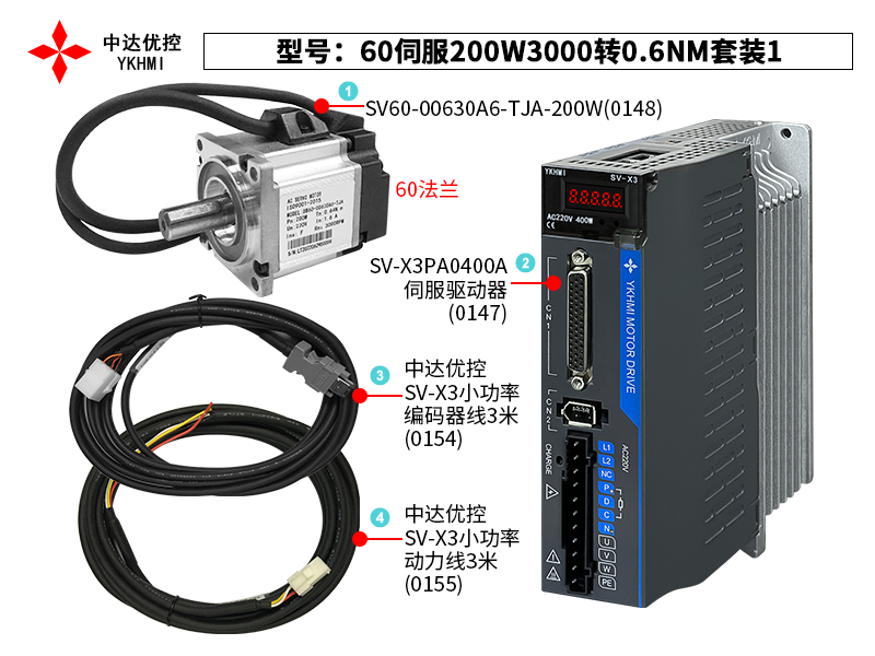 60伺服200W3000转0.6NM套装1