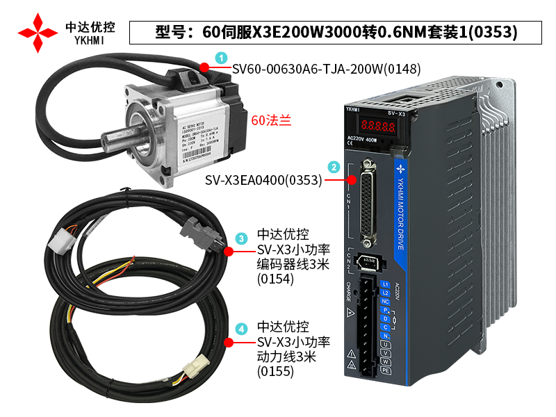 60伺服X3E200W3000转0.6NM套装1(0353)